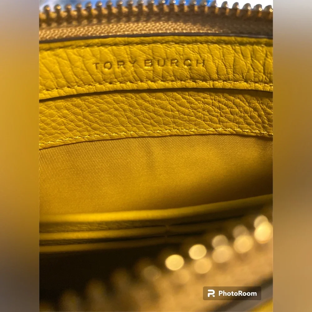 Tory Burch Mercer Pebbled Leather Crossbody Bag Yellow Mustard